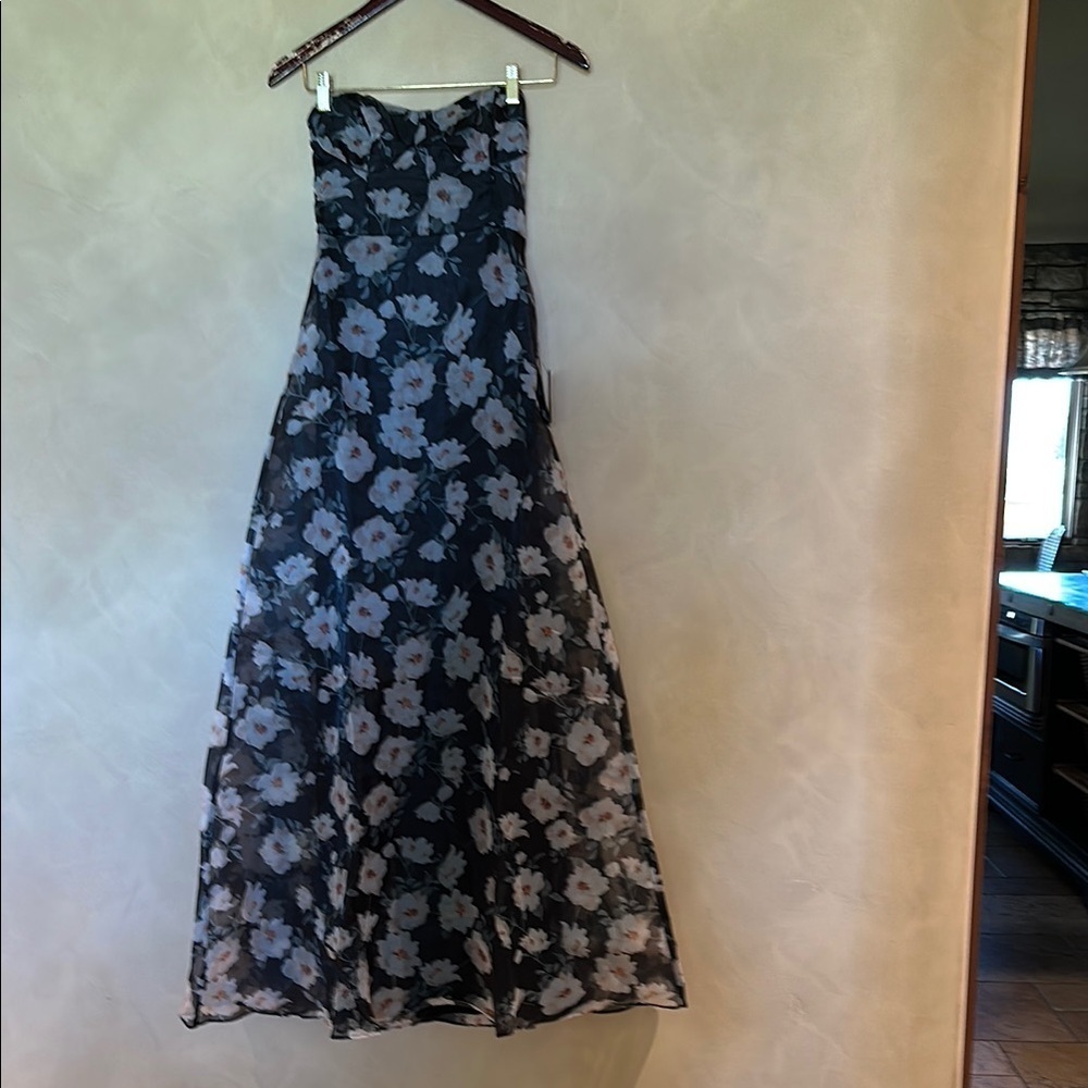 Lulu's Black Floral Organza Bustier Maxi Dress NWT - Picture 3 of 5